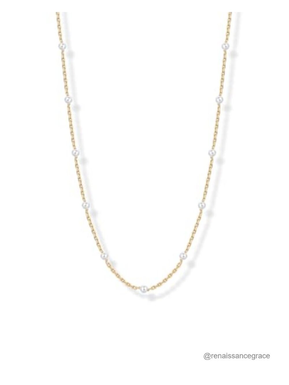 14K Gold Plated Dainty Pearl Choker Necklace Women 4mm Shell Pearls